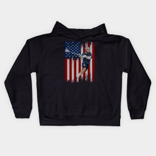 lacrosse american flag Kids Hoodie